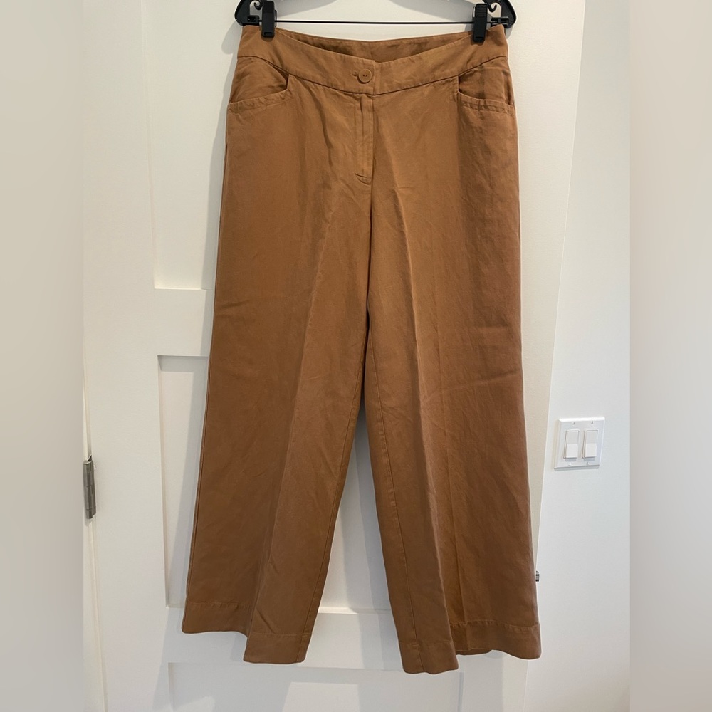 NWT. Eileen Fisher wide leg pant, chestnut. Size 8. About 39 in. top to bottom